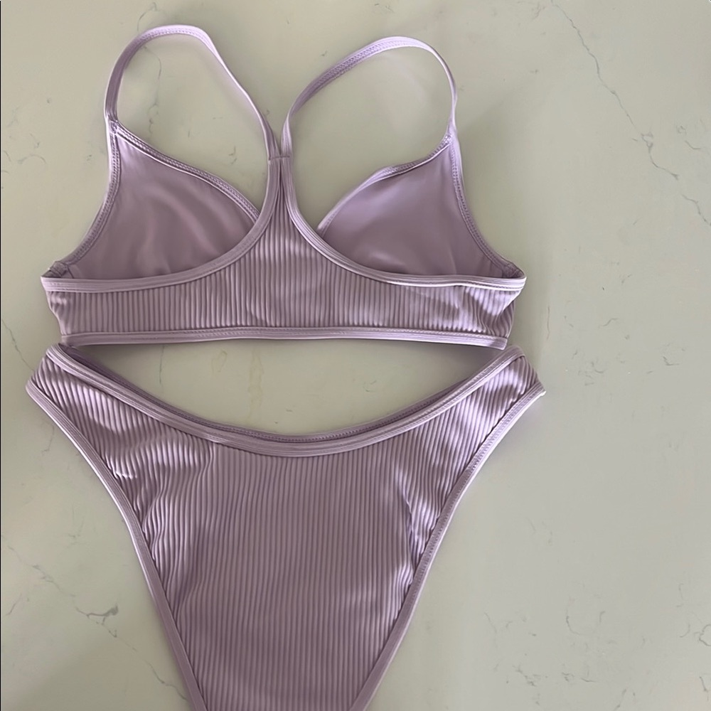 Lavender Ribbed Bikini Set - Picture 6 of 8